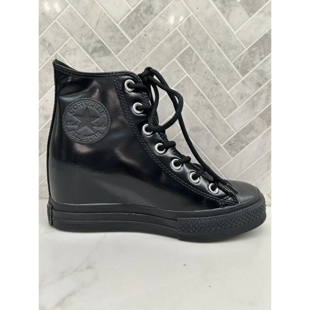 Converse Chuck Taylor All Star Wedge Platform Sneakers Womens 7 High Top Leather - Picture 4 of 7